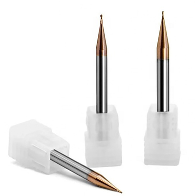 Hrc60 Mikro Parmak Frezeler İki Ağızlı 0.1mm Bilyalı Uçlu Frezeler