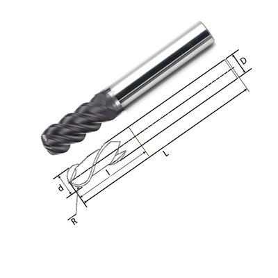 Grafit için Katı Tungsten Karbür Bilyalı Uçlu Frezeler