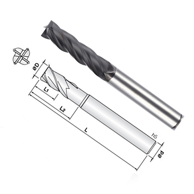 Grafit için 1 Flüt Katı Tungsten Karbür Parmak Frezeler Meydanı